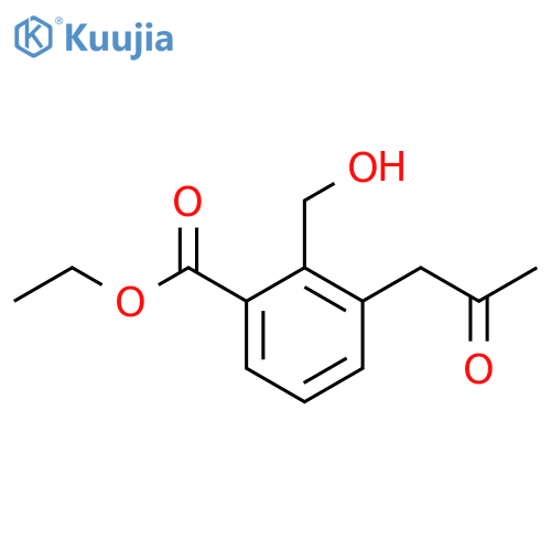Ethyl 2-(hydroxymethyl)-3-(2-oxopropyl)benzoate structure