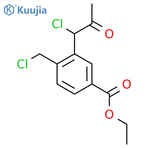 Ethyl 3-(1-chloro-2-oxopropyl)-4-(chloromethyl)benzoate structure