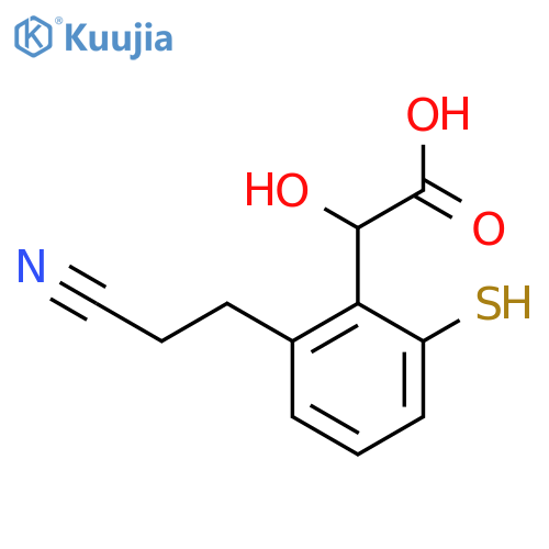 2-(2-Cyanoethyl)-6-mercaptomandelic acid structure