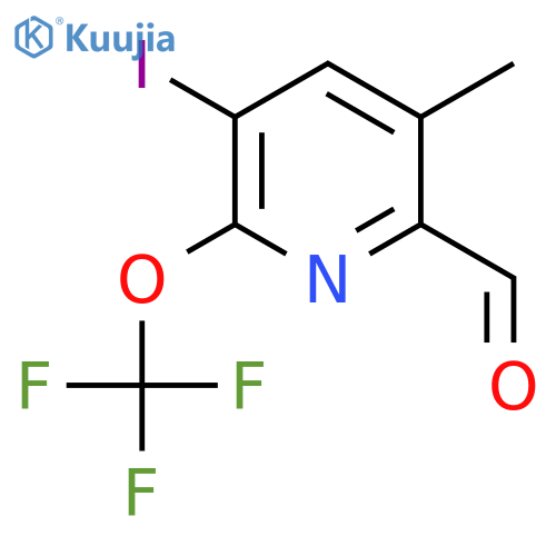 3-Iodo-5-methyl-2-(trifluoromethoxy)pyridine-6-carboxaldehyde structure