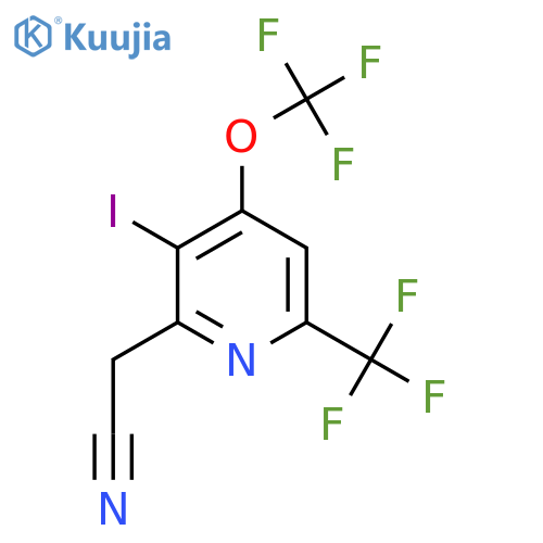 3-Iodo-4-(trifluoromethoxy)-6-(trifluoromethyl)pyridine-2-acetonitrile structure