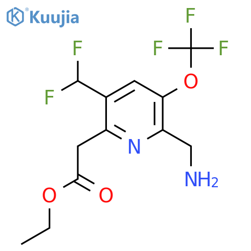 Ethyl 2-(aminomethyl)-5-(difluoromethyl)-3-(trifluoromethoxy)pyridine-6-acetate structure