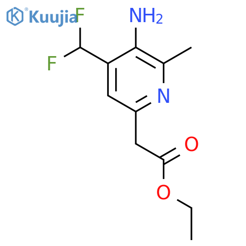 Ethyl 3-amino-4-(difluoromethyl)-2-methylpyridine-6-acetate structure