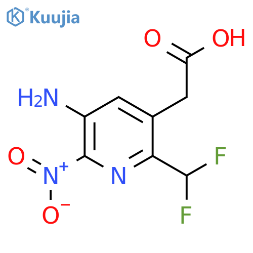 3-Amino-6-(difluoromethyl)-2-nitropyridine-5-acetic acid structure