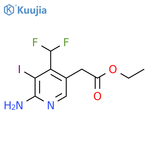 Ethyl 2-amino-4-(difluoromethyl)-3-iodopyridine-5-acetate structure