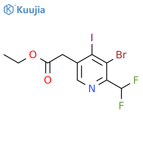 Ethyl 3-bromo-2-(difluoromethyl)-4-iodopyridine-5-acetate structure