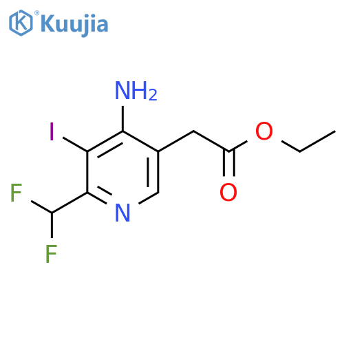 Ethyl 4-amino-2-(difluoromethyl)-3-iodopyridine-5-acetate structure
