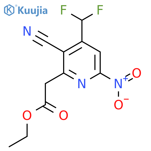 Ethyl 3-cyano-4-(difluoromethyl)-6-nitropyridine-2-acetate structure