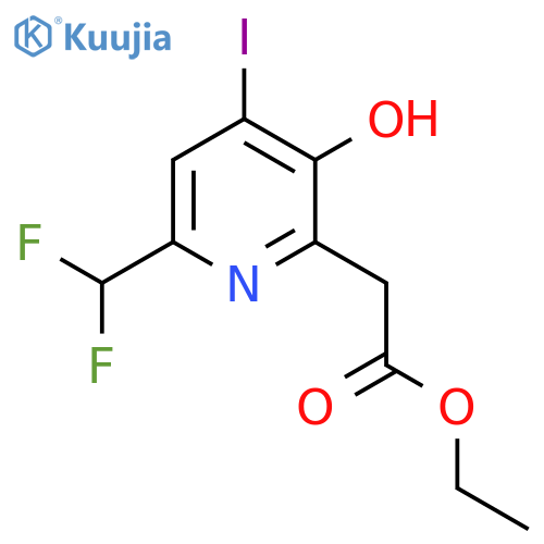 Ethyl 6-(difluoromethyl)-3-hydroxy-4-iodopyridine-2-acetate structure