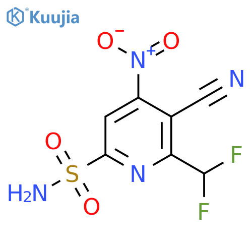 3-Cyano-2-(difluoromethyl)-4-nitropyridine-6-sulfonamide structure