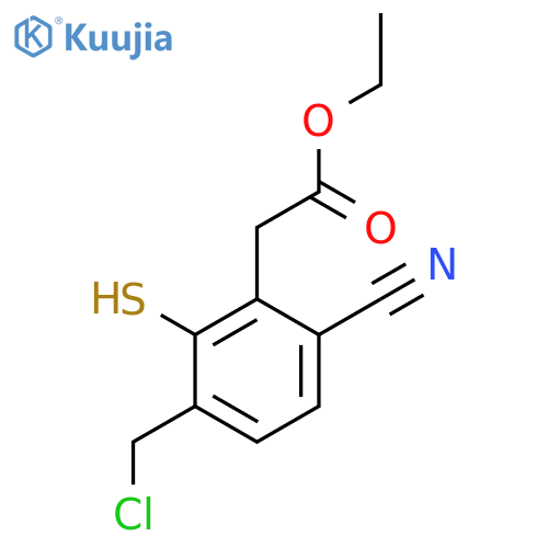 Ethyl 3-chloromethyl-6-cyano-2-mercaptophenylacetate structure