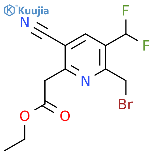Ethyl 2-(bromomethyl)-5-cyano-3-(difluoromethyl)pyridine-6-acetate structure
