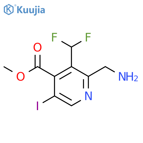 Methyl 2-(aminomethyl)-3-(difluoromethyl)-5-iodopyridine-4-carboxylate structure