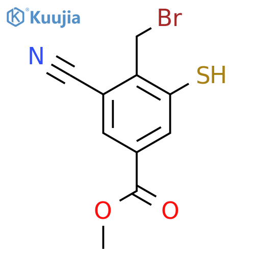 Methyl 4-bromomethyl-3-cyano-5-mercaptobenzoate structure