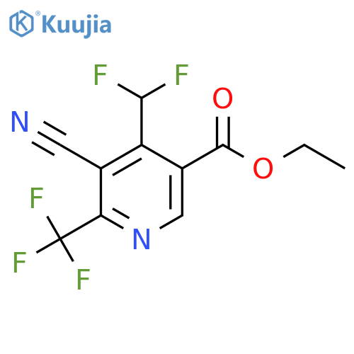 Ethyl 3-cyano-4-(difluoromethyl)-2-(trifluoromethyl)pyridine-5-carboxylate structure