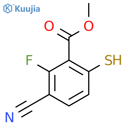 Methyl 3-cyano-2-fluoro-6-mercaptobenzoate structure