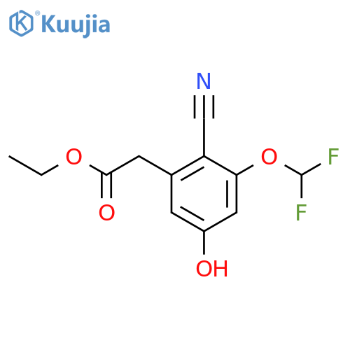 Ethyl 2-cyano-3-difluoromethoxy-5-hydroxyphenylacetate structure