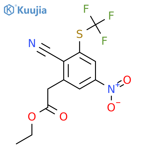 Ethyl 2-cyano-5-nitro-3-(trifluoromethylthio)phenylacetate structure