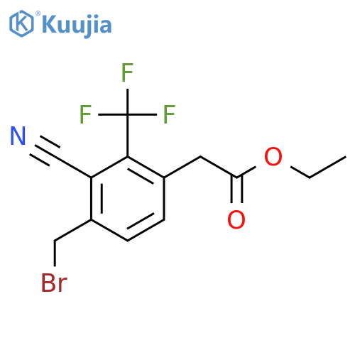Ethyl 4-bromomethyl-3-cyano-2-(trifluoromethyl)phenylacetate structure