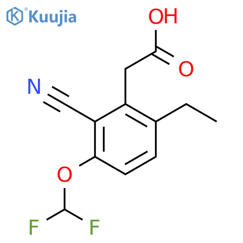 2-Cyano-3-difluoromethoxy-6-ethylphenylacetic acid structure