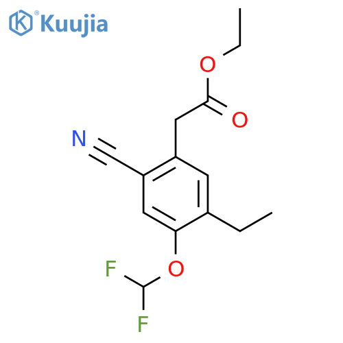 Ethyl 2-cyano-4-difluoromethoxy-5-ethylphenylacetate structure