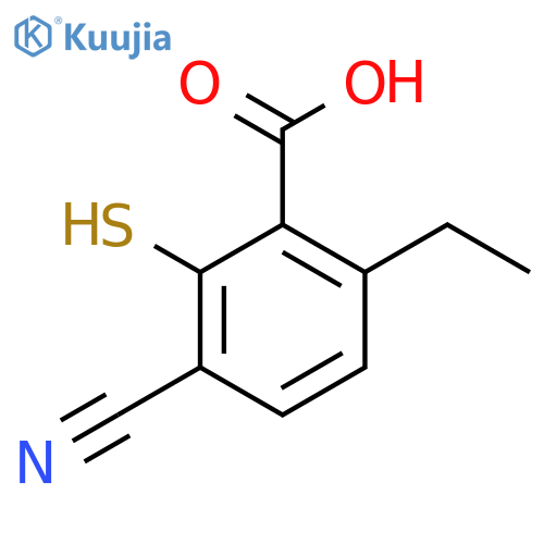 3-Cyano-6-ethyl-2-mercaptobenzoic acid structure