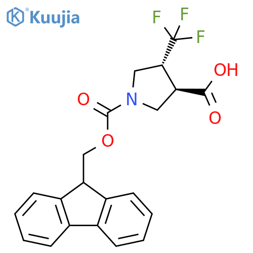 1,3-Pyrrolidinedicarboxylic acid, 4-(trifluoromethyl)-, 1-(9H-fluoren-9-ylmethyl) ester, (3R,4R)- structure