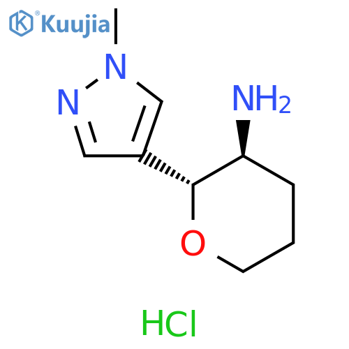 (2R,3S)-2-(1-methylpyrazol-4-yl)tetrahydropyran-3-amine;dihydrochloride structure