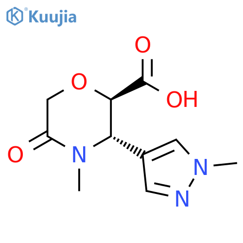 2-Morpholinecarboxylic acid, 4-methyl-3-(1-methyl-1H-pyrazol-4-yl)-5-oxo-, (2R,3S)- structure