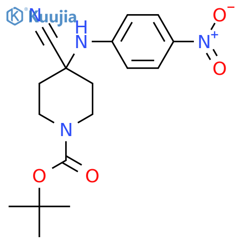 tert-butyl 4-cyano-4-((4-nitrophenyl)amino)piperidine-1-carboxylate structure