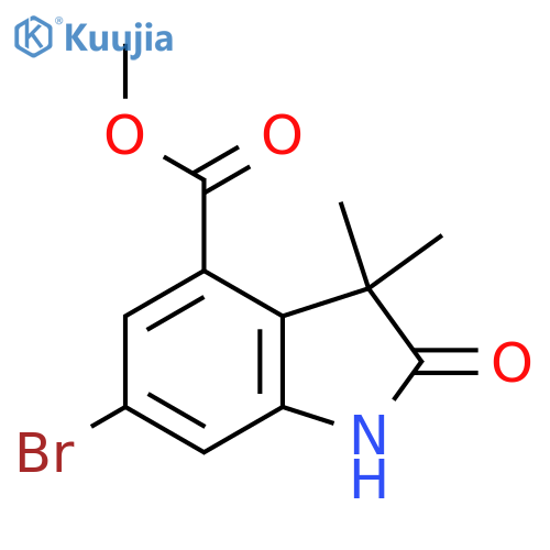methyl 6-bromo-3,3-dimethyl-2-oxo-indoline-4-carboxylate structure