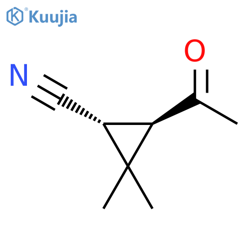 trans-3-acetyl-2,2-dimethylcyclopropane-1-carbonitrile structure
