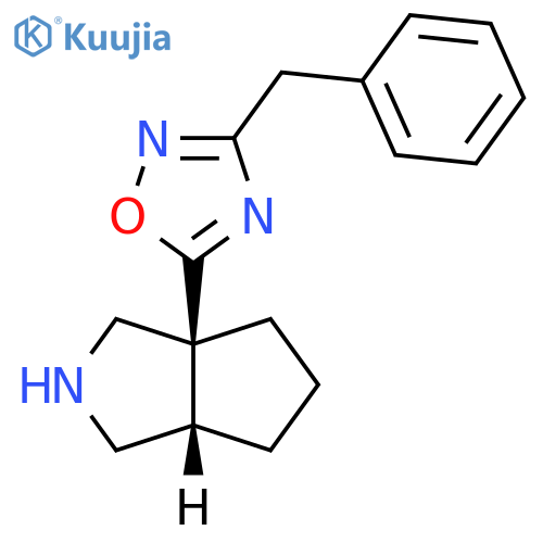 Cyclopenta[c]pyrrole, octahydro-3a-[3-(phenylmethyl)-1,2,4-oxadiazol-5-yl]-, (3aS,6aS)- structure