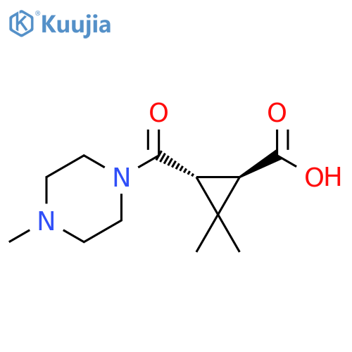 2,2-dimethyl-3-(4-methylpiperazine-1-carbonyl)cyclopropane-1-carboxylic acid, trans structure