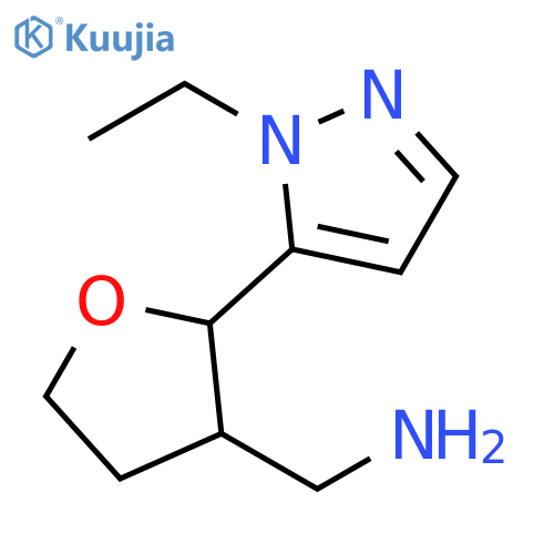 [2-(2-Ethylpyrazol-3-yl)oxolan-3-yl]methanamine structure