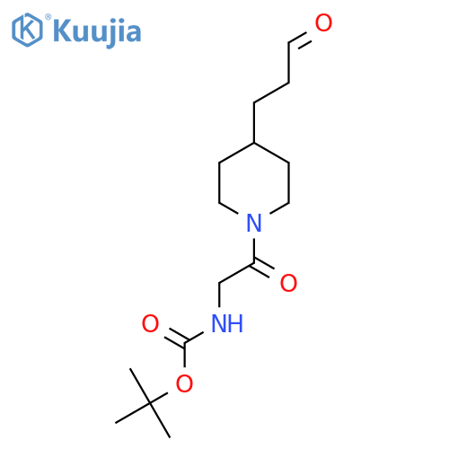 tert-Butyl N-{2-oxo-2-[4-(3-oxopropyl)piperidin-1-yl]ethyl}carbamate structure