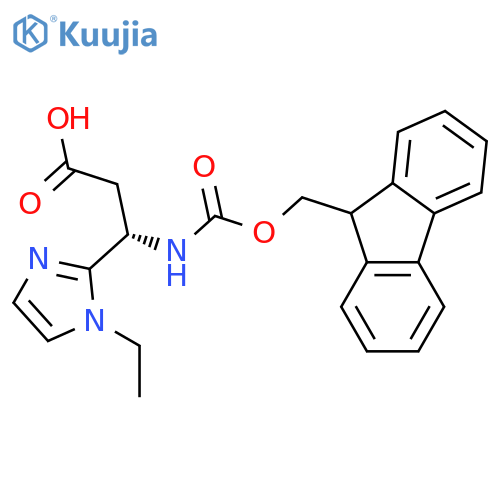 (3S)-3-(1-ethyl-1H-imidazol-2-yl)-3-({[(9H-fluoren-9-yl)methoxy]carbonyl}amino)propanoic acid structure