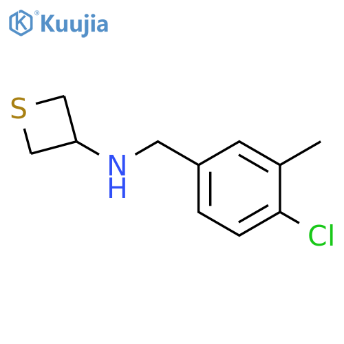 N-[(4-chloro-3-methylphenyl)methyl]thietan-3-amine structure