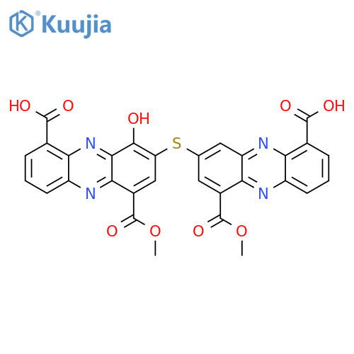 1,6-Phenazinedicarboxylic acid, 3-[[9-carboxy-4-(methoxycarbonyl)-2-phenazinyl]thio]-4-hydroxy-, 1-methyl ester structure