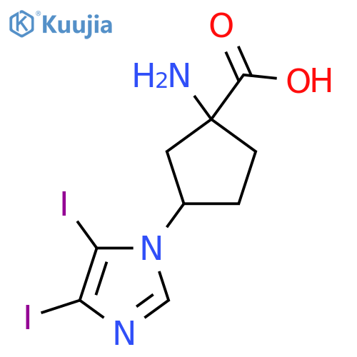 1-amino-3-(4,5-diiodo-1H-imidazol-1-yl)cyclopentane-1-carboxylic acid structure
