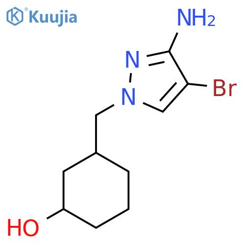 3-[(3-amino-4-bromo-1H-pyrazol-1-yl)methyl]cyclohexan-1-ol structure