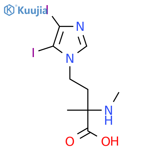 4-(4,5-diiodo-1H-imidazol-1-yl)-2-methyl-2-(methylamino)butanoic acid structure