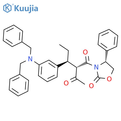 (4R)-3-(2S,3S)-2-Acetyl-3-3-bis(phenylmethyl)aminophenyl-1-oxopentyl-4-phenyl-2-oxazolidinone structure