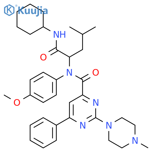 4-Pyrimidinecarboxamide,N-[1-[(cyclohexylamino)carbonyl]-3-methylbutyl]-N-(4-methoxyphenyl)-2-(4-methyl-1-piperazinyl)-6-phenyl- structure