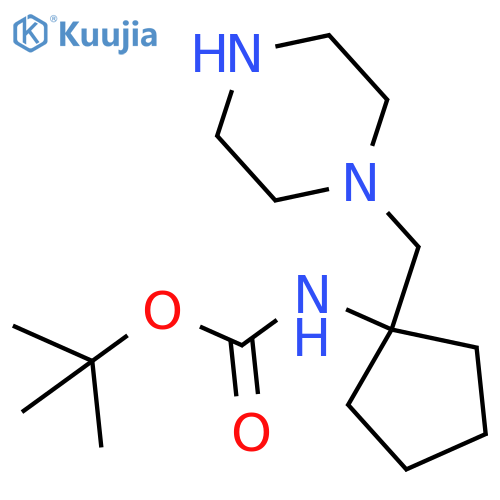 tert-butyl N-{1-(piperazin-1-yl)methylcyclopentyl}carbamate structure