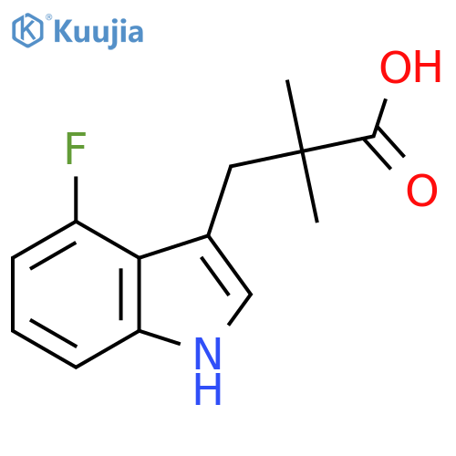 3-(4-fluoro-1H-indol-3-yl)-2,2-dimethylpropanoic acid structure