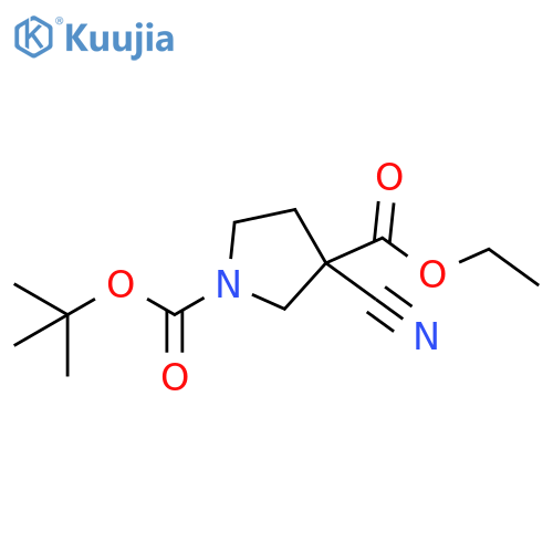 1,3-Pyrrolidinedicarboxylic acid, 3-cyano-, 1-(1,1-dimethylethyl) 3-ethyl ester structure