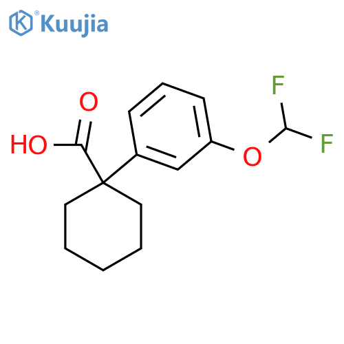 1-3-(difluoromethoxy)phenylcyclohexane-1-carboxylic acid structure