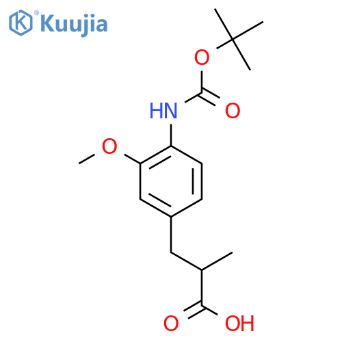 3-(4-{(tert-butoxy)carbonylamino}-3-methoxyphenyl)-2-methylpropanoic acid structure