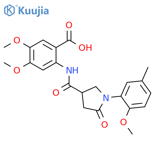 4,5-Dimethoxy-2-[1-(2-methoxy-5-methylphenyl)-5-oxopyrrolidine-3-carboxamido]benzoic Acid structure